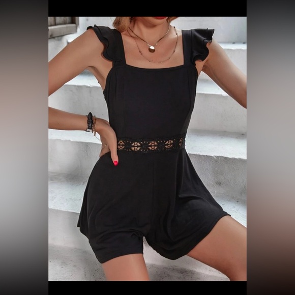 NWOT Black Lace & Ruffle Romper Size Small - Picture 10 of 12